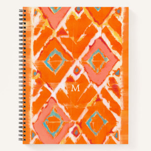 Monogram   Orange Tribal II Notebook