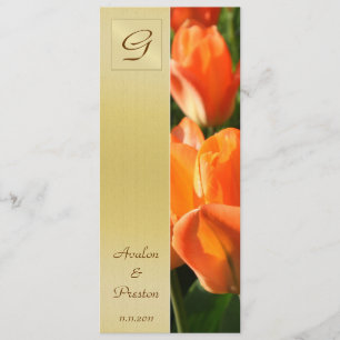 Monogram Orange Tulip  Wedding Program Invitation
