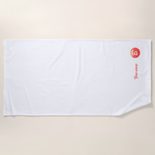 Monogram orange wavy letter B beach towel