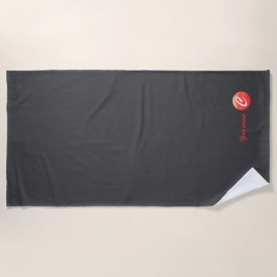 Monogram orange wavy letter C grey beach towel