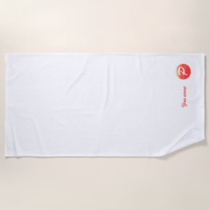 Monogram orange wavy letter P beach towel