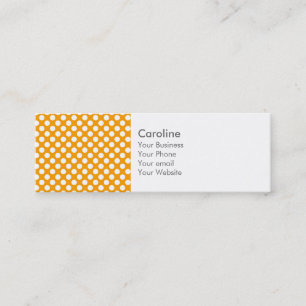 Monogram Orange White Trendy Fun Polka Dot Pattern Mini Business Card