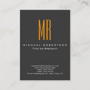 Monogram Orange Yellow Grey Chubby Business Card