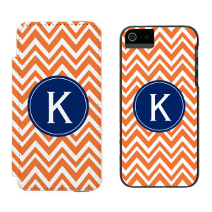 Monogram Orange Zigzag Pattern Incipio Watson™ iPhone 5 Wallet Case