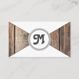 Monogram organic wood white triangles business card