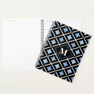 Monogram Oriental Blue Sakura Pattern Planner