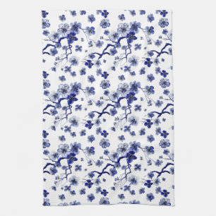 Monogram Oriental Sakura Branch Pattern Kitchen Towel