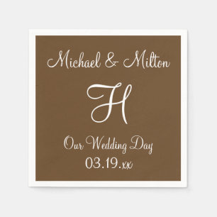 Monogram Otter Brown Classy Monochrome Napkins