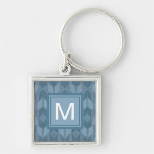 Monogram   Outdoor Geo Step   Blue Arrow Pattern Keychain