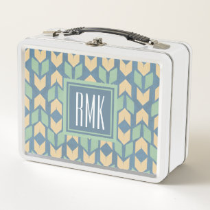 Monogram Outdoor Geo Step Geometric Arrow Patt Metal Lunch Box