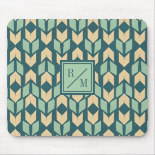 Monogram Outdoor Geo Step Geometric Teal Arrow Mouse Pad