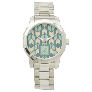 Monogram   Outdoor Geo Step   Geometric Teal Arrow Watch