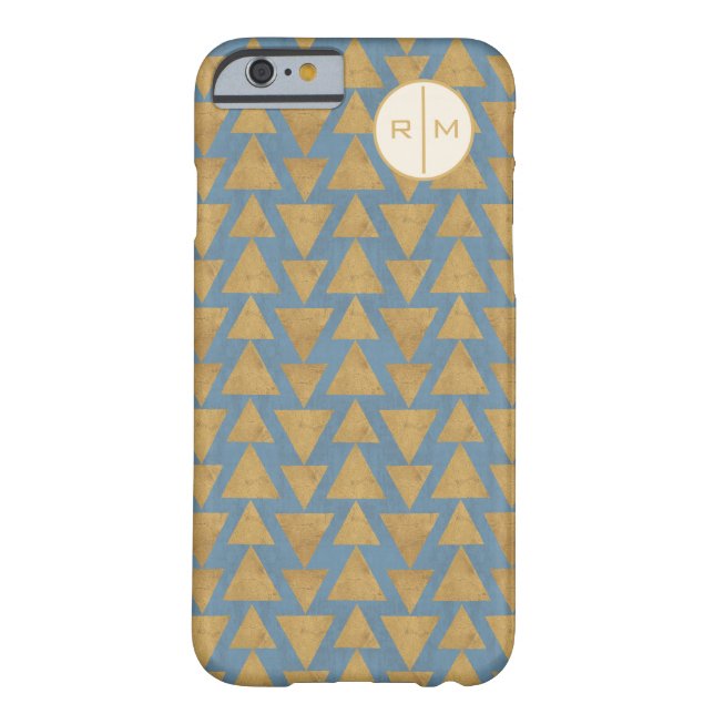 Monogram | Outdoor Geo Step | Gold & Blue Pattern Case-Mate iPhone Case (Back)