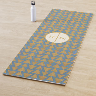 Monogram Outdoor Geo Step Gold & Blue Pattern Yoga Mat