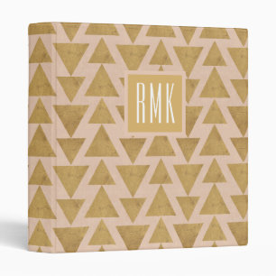 Monogram   Outdoor Geo Step   Gold & Coral Geometr Binder