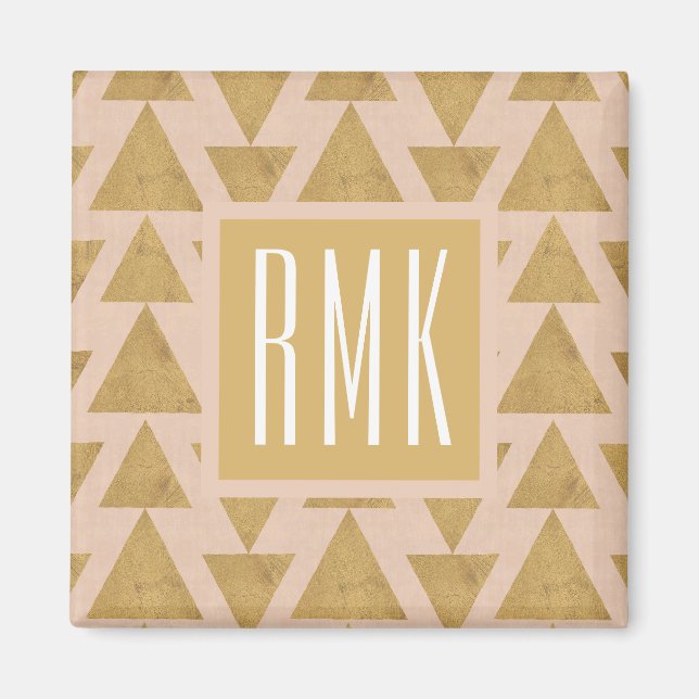 Monogram | Outdoor Geo Step | Gold & Coral Geometr Magnet (Front)