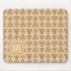 Monogram Outdoor Geo Step Gold & Coral Geometr Mouse Pad