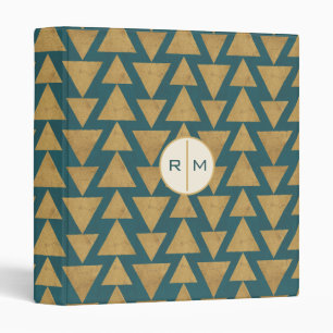 Monogram   Outdoor Geo Step   Gold & Dark Teal Pat Binder