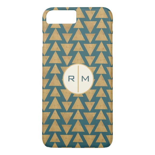 Monogram | Outdoor Geo Step | Gold & Dark Teal Pat Case-Mate iPhone Case (Back)