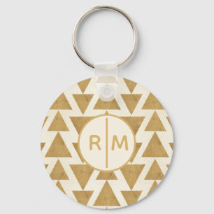 Monogram   Outdoor Geo Step   Gold Geometric Patte Keychain