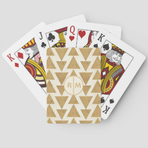 Monogram   Outdoor Geo Step   Gold Geometric Patte Playing Cards