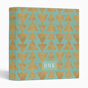 Monogram   Outdoor Geo Step   Gold & Teal Pattern Binder