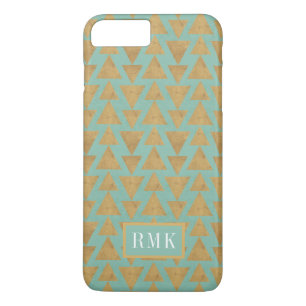Monogram   Outdoor Geo Step   Gold & Teal Pattern iPhone 8 Plus/7 Plus Case