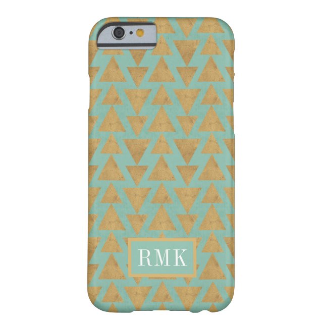 Monogram | Outdoor Geo Step | Gold & Teal Pattern Case-Mate iPhone Case (Back)