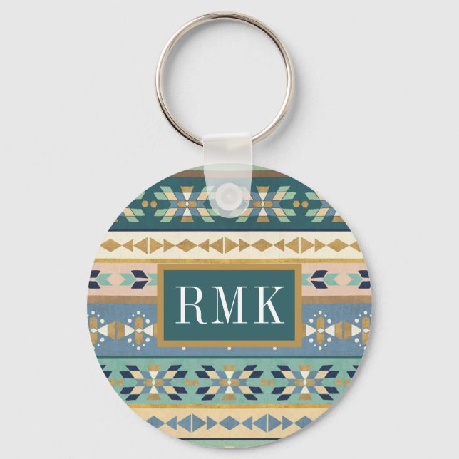 Monogram | Outdoor Geo Step | Indian Pattern Keychain (Front)