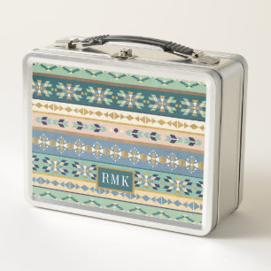 Monogram Outdoor Geo Step Indian Pattern Metal Lunch Box