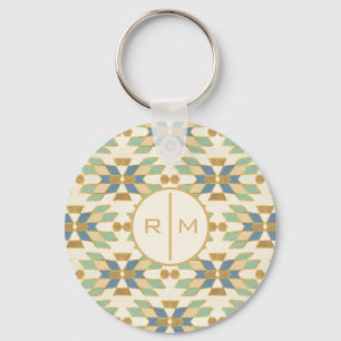 Monogram   Outdoor Geo Step   Tribal Pattern Keychain