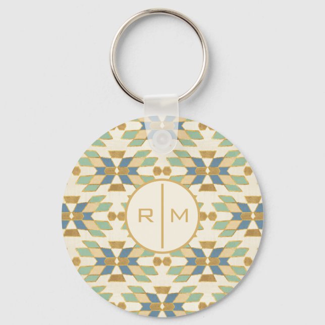 Monogram | Outdoor Geo Step | Tribal Pattern Keychain (Front)