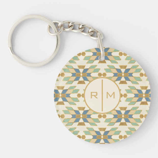 Monogram | Outdoor Geo Step | Tribal Pattern Keychain (Front)