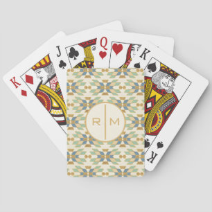 Monogram Outdoor Geo Step Tribal Pattern Playing Cards
