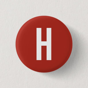 Monogram Own Name Initial Minimalist Brick Red 1 Inch Round Button