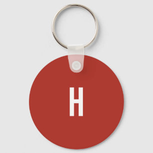 Monogram Own Name Initial Minimalist Brick Red Keychain