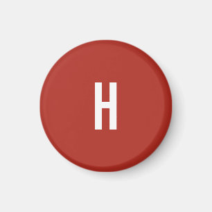 Monogram Own Name Initial Minimalist Brick Red Magnet