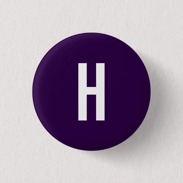 Monogram Own Name Initial Minimalist Midnight Blue 1 Inch Round Button (Front)