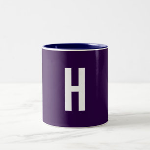 Monogram Own Name Initial Minimalist Midnight Blue Two-Tone Coffee Mug