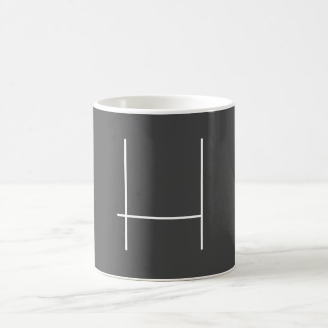 Monogram Own Name Initial Modern Minimalist Grey Coffee Mug (Center)