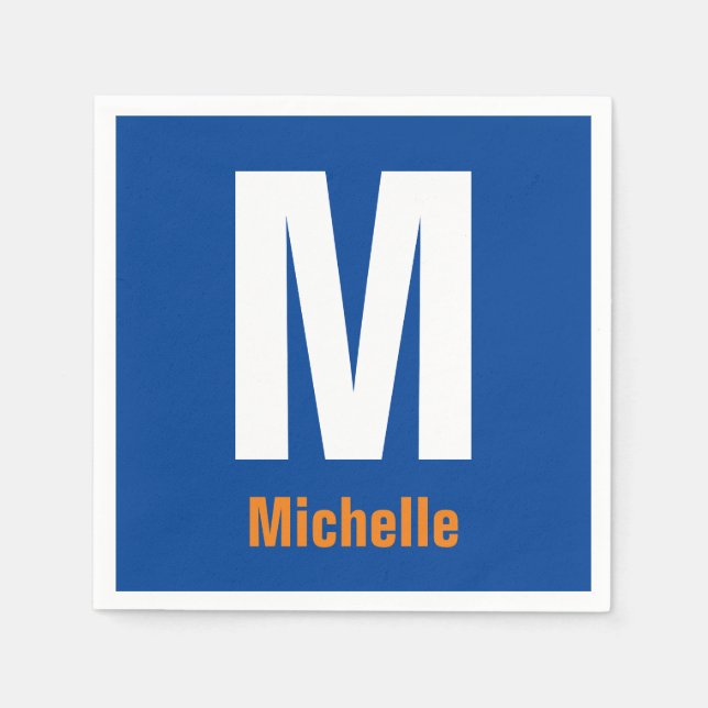 Monogram Own Name Initial Modern Plain Minimalist Napkin (Front)