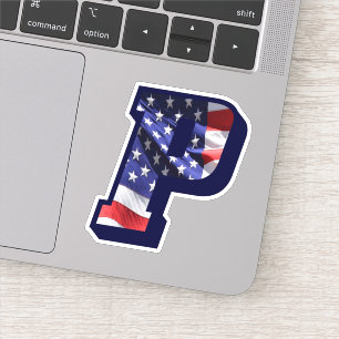 Monogram P American Flag Letter P Initial USA