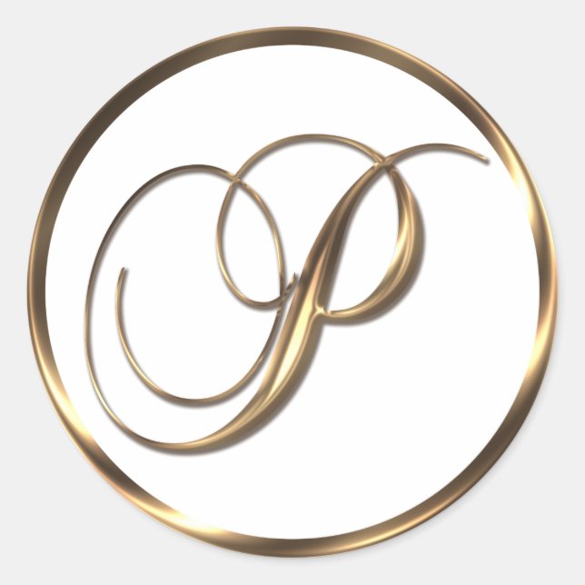 Monogram P Faux Bronze Classic Round Sticker (Front)