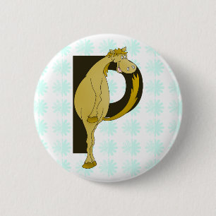 Monogram P Flexible Foal Personalised 2 Inch Round Button