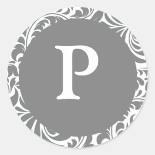 Monogram P Grey Grey Customizable Invite Seals Sti