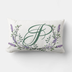 Monogram P Lavender Eucalyptus Lumbar Pillow