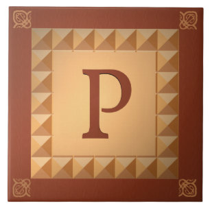 Monogram P: Marquetry Effect Initial and Pattern Tile