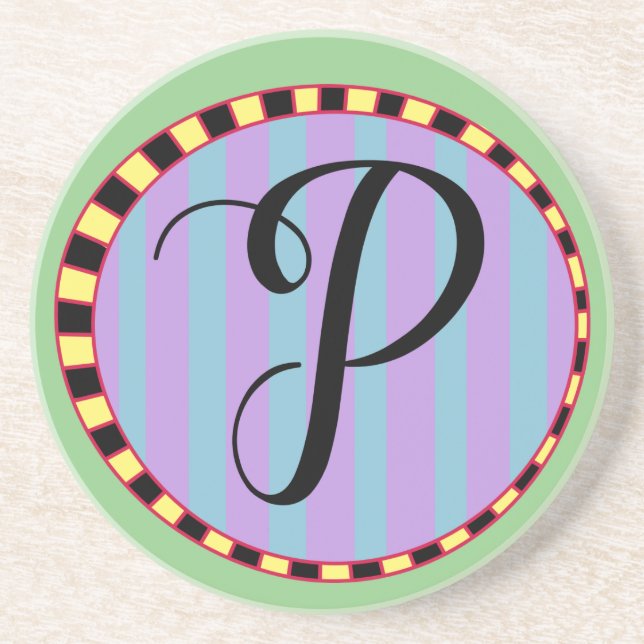 Monogram P Sandstone Coaster (Front)