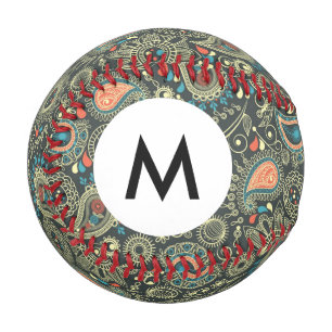 Monogram Paisley Pattern 3 Baseball