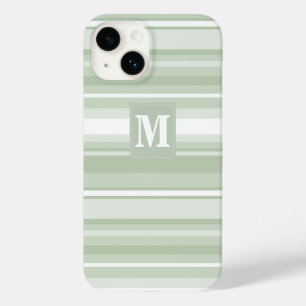 Monogram pale green stripes Case-Mate iPhone 14 case